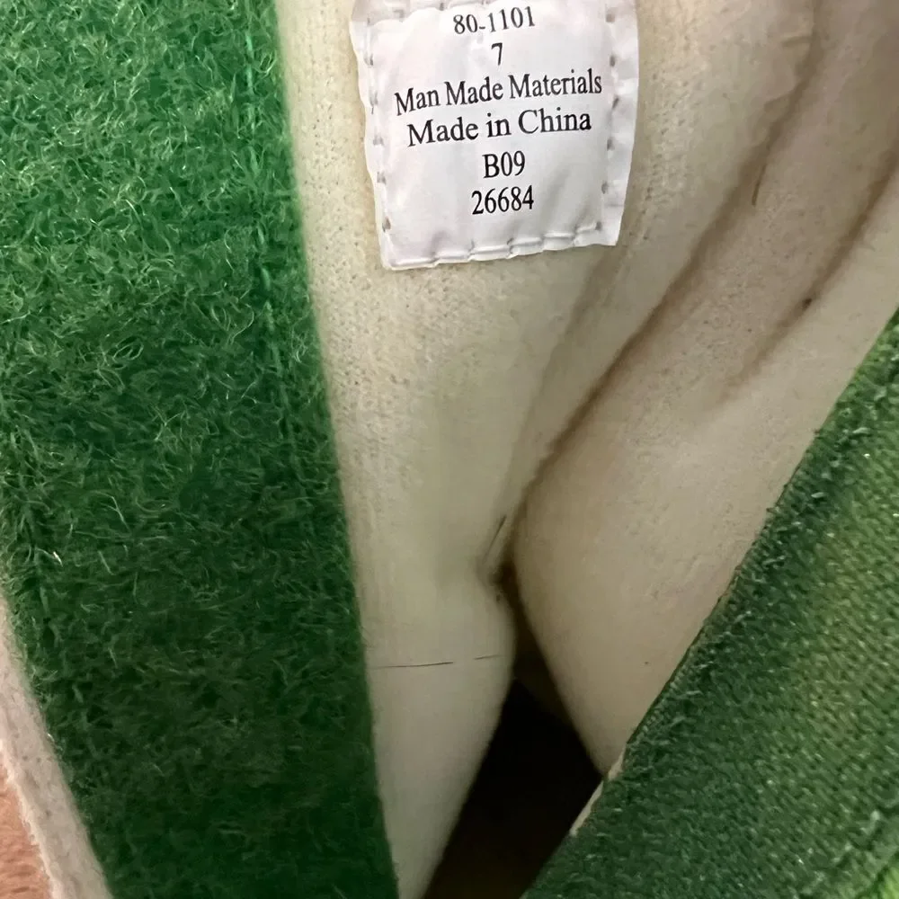 Green and White High-Top Boots